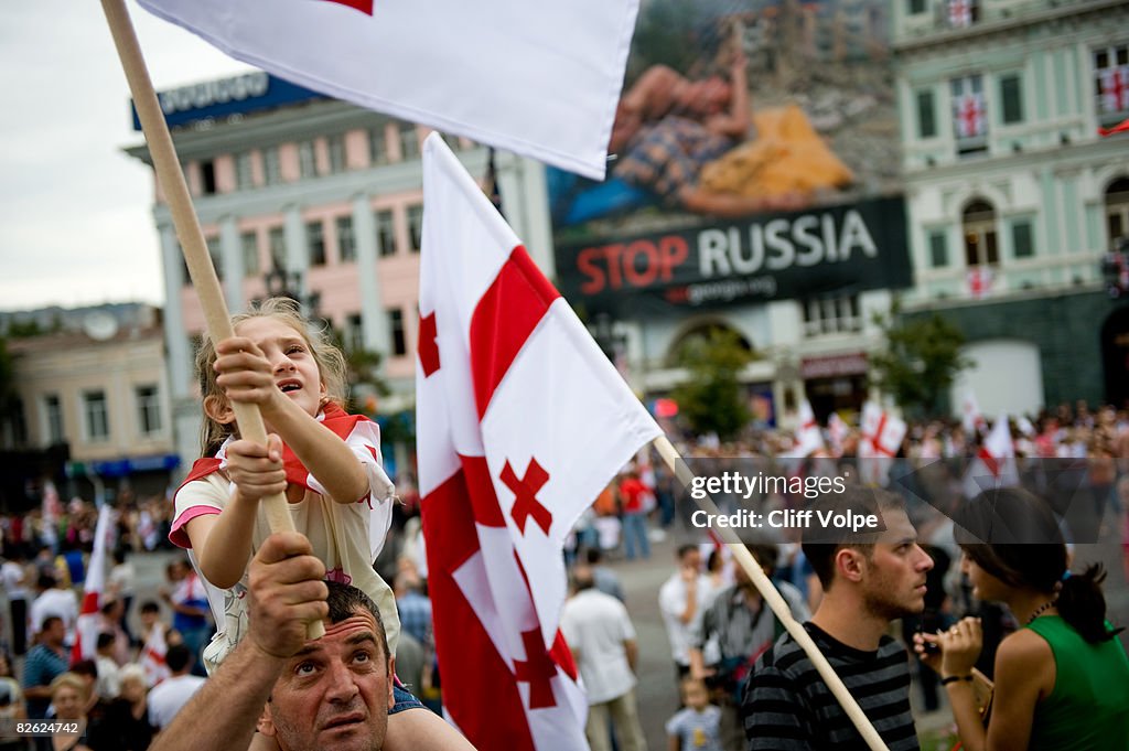 Georgians Hold A Peace Rally In Republic Square