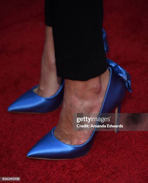 Actress Jenny Slate, shoe detail, arrives at the premiere of Amazon's "Comrade Detective" at the ArcLight Hollywood on August 3, 2017 in Hollywood,...