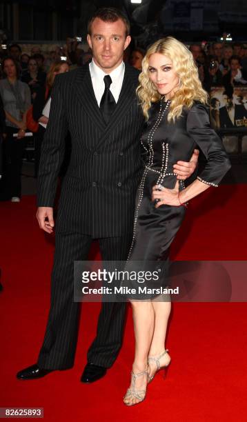 Guy Ritchie and Madonna attend the world premiere of RocknRolla at Odeon West End on September 1, 2008 in London, England.