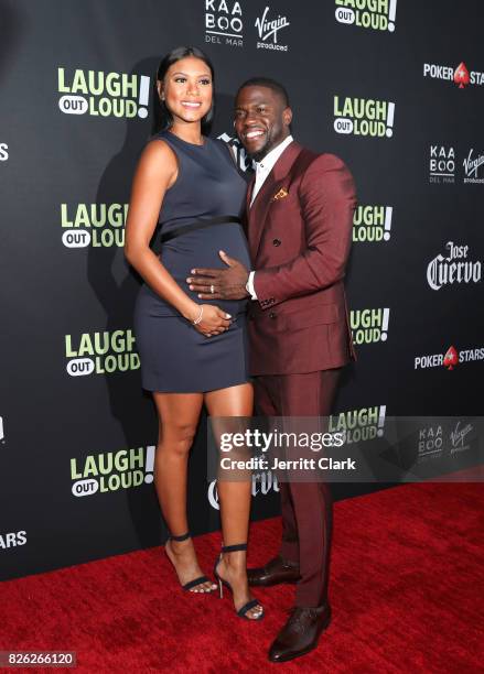 Eniko Parrish and Kevin Hart attend Kevin Hart And Jon Feltheimer Host Launch Of Laugh Out Loud at a Private Residence on August 3, 2017 in Beverly...