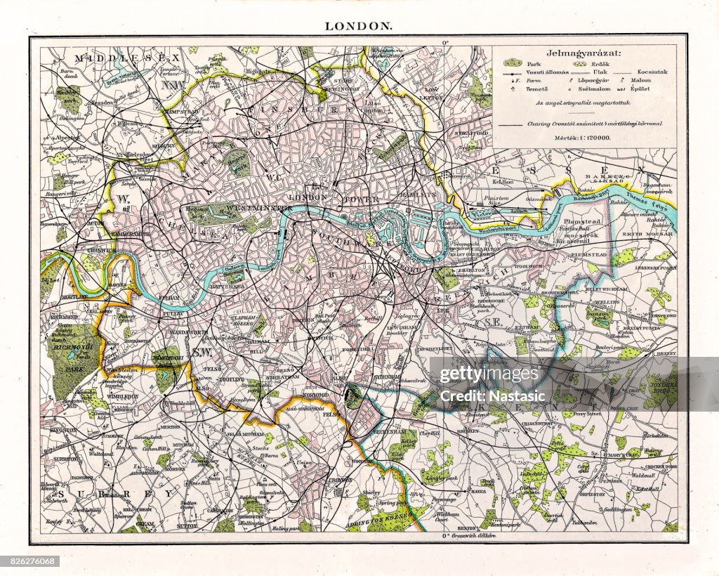 Antquie Map of London, 1895
