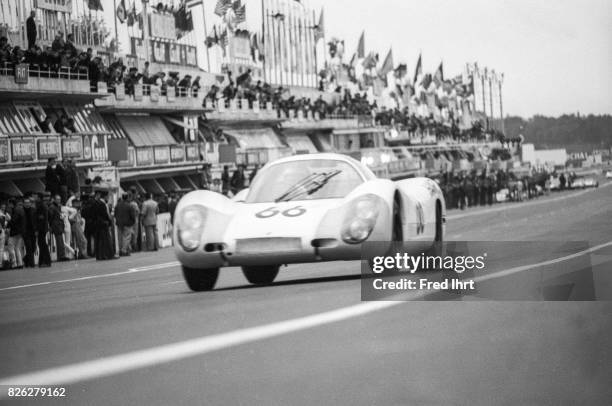 Porsche 908 on the track racing Le Mans 1968. Team Squadra Tartaruga,Gianwirco Rico Steineman, Dieter Spoerry, #66, Le Mans 1968, 24 hour endurance...