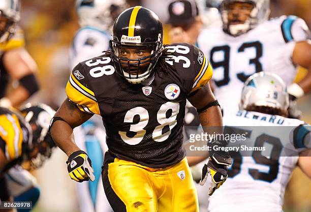Carey Davis of the Pittsburgh Steelers looks on during a preseason NFL game against the Carolina Panthers on August 28, 2008 at Heinz Field in...