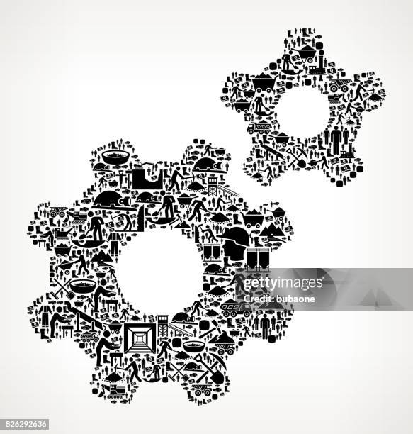 gears mining industry vector icon pattern - digging hole stock illustrations