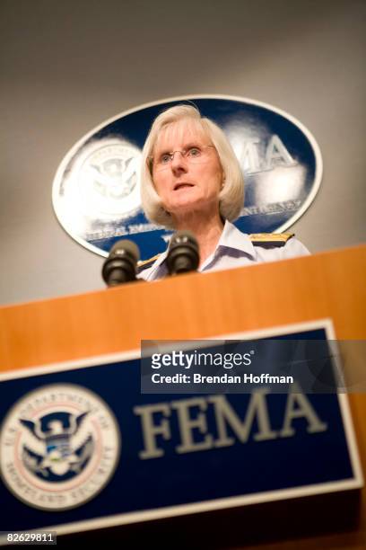 Sally Brice-O'Hara, deputy commandant for operations of the U.S. Coast Guard, speaks at a briefing at the headquarters of the Federal Emergency...