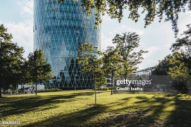 frankfurt westhafen - frankfurt main tower stock pictures, royalty-free photos & images