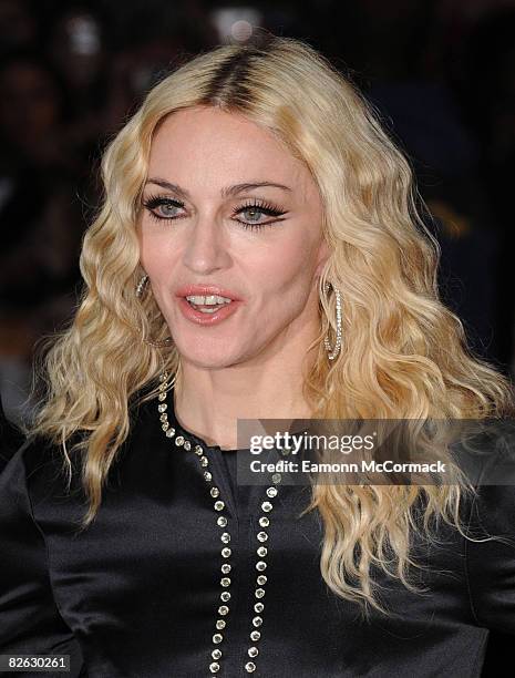 Madonna attends the world premiere of "RocknRolla" at Odeon West End on September 1, 2008 in London, England.