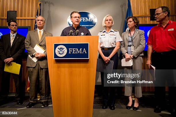 Federal Emergency Management Agency Administrator R. David Paulison speaks at a briefing on the federal government's response to Hurricane Gustav as...