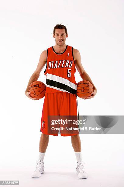 Rudy Fernandez of the Portland Trail Blazers poses for a portrait during the 2008 NBA Rookie Transition Program at the Doral Arrowwood September 2,...