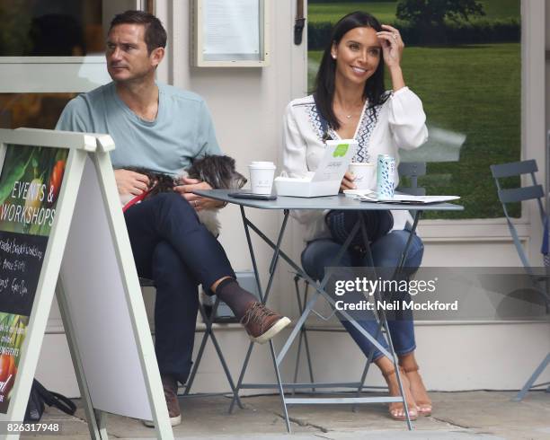 Christine Bleakley and Frank Lampard seen having coffee at Daylesford before walking their dog in Westbourne Grove on August 4, 2017 in London,...