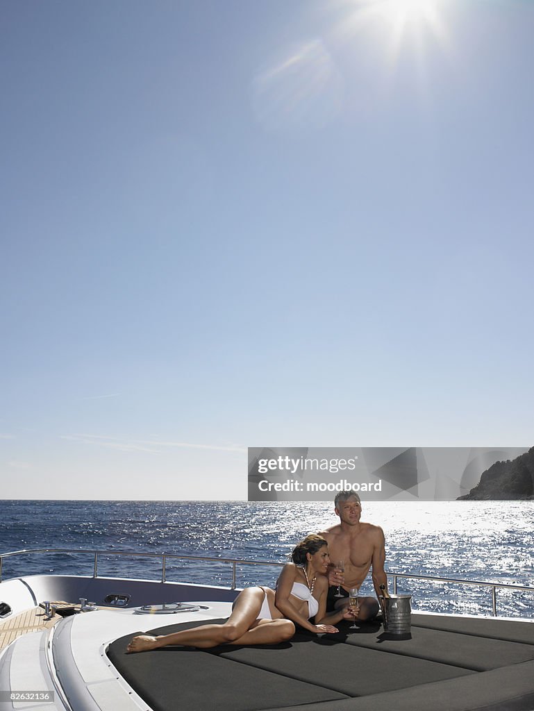 Couple Drinking Champaign on Boat