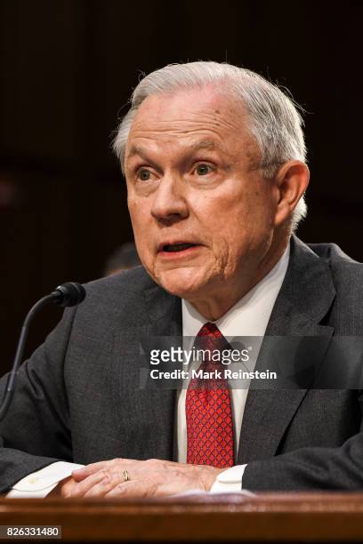 Attorney General Jeff Sessions testifies before the Senate Intelligence Committee, Washington DC, June 13, 2017.