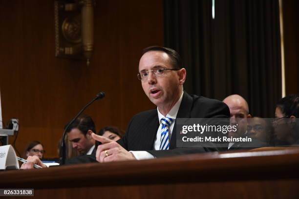 Deputy Attorney General Rod Rosenstein testifies before the Senate Appropriations Subcommittee on Justice, Washington DC, June 13, 2017.