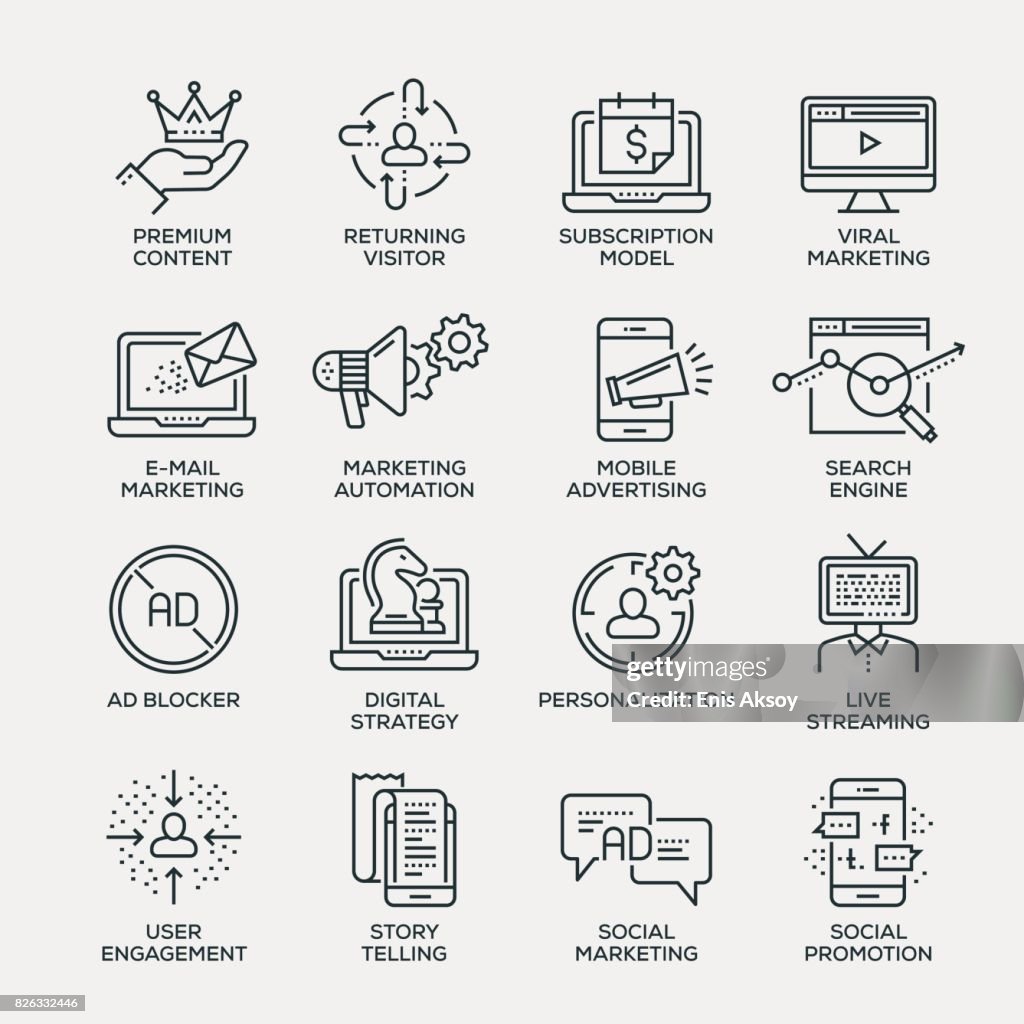 Digitale Marketing Icon Set - Line serie
