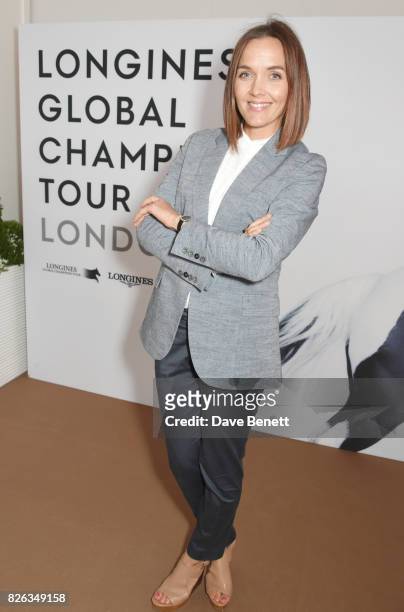 Victoria Pendleton attends the Longines hospitality lounge at the Global Champions Tour at the Royal Hospital Chelsea on August 4, 2017 in London,...