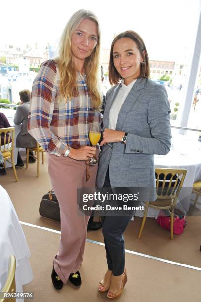 Jodie Kidd and Victoria Pendleton attend the Longines hospitality lounge at the Global Champions Tour at the Royal Hospital Chelsea on August 4, 2017...