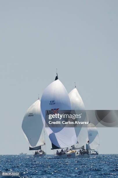 Sailing boat competes during a leg of the 36th Copa del Rey Mapfre Sailing Cup on August 4, 2017 in Palma de Mallorca, Spain.