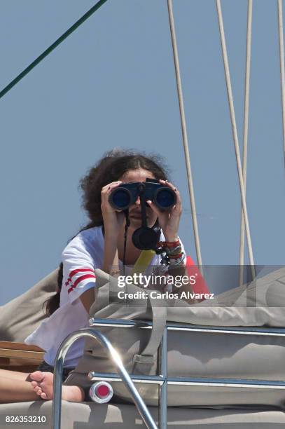 Victoria Fecerica de Marichalar y Borbon is seen on board of Tara during the 36th Copa Del Rey Mafre Sailing Cup on August 4, 2017 in Palma de...