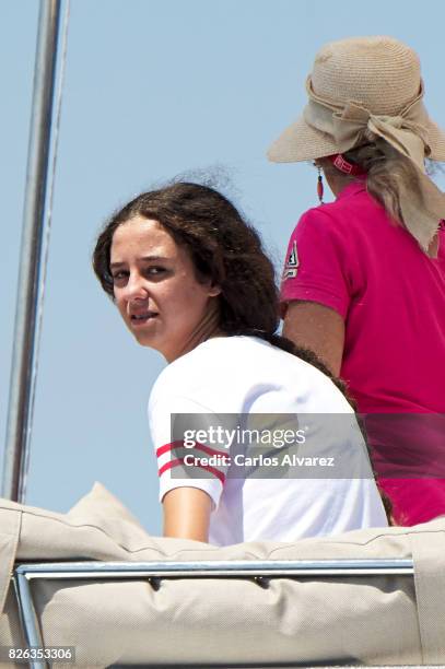 Victoria Fecerica de Marichalar y Borbon is seen on board of Tara during the 36th Copa Del Rey Mafre Sailing Cup on August 4, 2017 in Palma de...