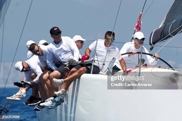 King Felipe VI of Spain compites on board of Aifos during the 36th Copa Del Rey Mafre Sailing Cup on August 4, 2017 in Palma de Mallorca, Spain.