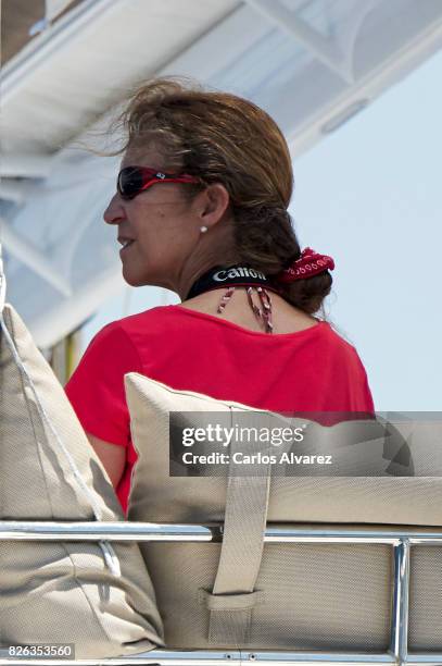 Princess Elena of Spain is seen on board of Tara during the 36th Copa Del Rey Mafre Sailing Cup on August 4, 2017 in Palma de Mallorca, Spain.