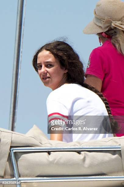 Victoria Fecerica de Marichalar y Borbon is seen on board of Tara during the 36th Copa Del Rey Mafre Sailing Cup on August 4, 2017 in Palma de...
