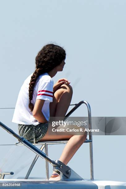 Victoria Fecerica de Marichalar y Borbon is seen on board of Tara during the 36th Copa Del Rey Mafre Sailing Cup on August 4, 2017 in Palma de...