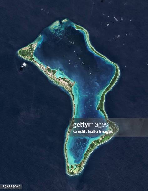 Diego Garcia, a British Indian Ocean Territory and the largest of the islands in the Chagos Archipelago on July 02, 2013 in Diego Garcia, British...