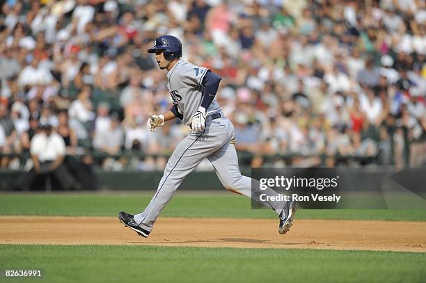 Jason Bartlett of the Tampa Bay Rays runs the bases during the game against the Chicago White Sox at U.S. Cellular Field in Chicago, Illinois on...