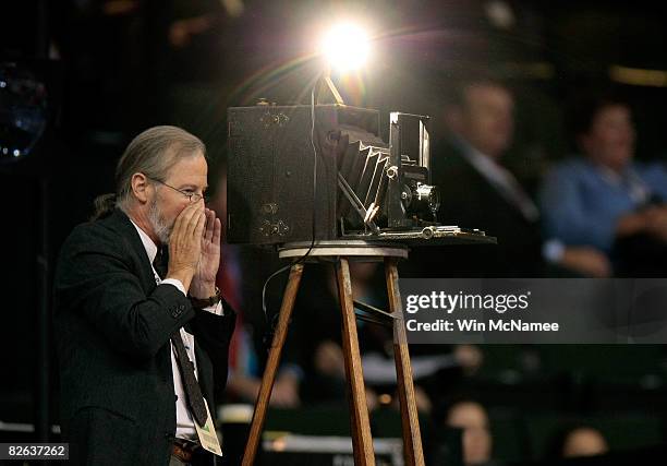 Photographer shouts while taking the group picture on day two of the Republican National Convention at the Xcel Energy Center on September 2, 2008 in...