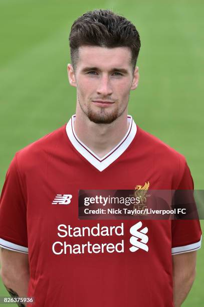 Corey Whelan of Liverpool poses at The Kirkby Academy on August 4, 2017 in Kirkby, England.