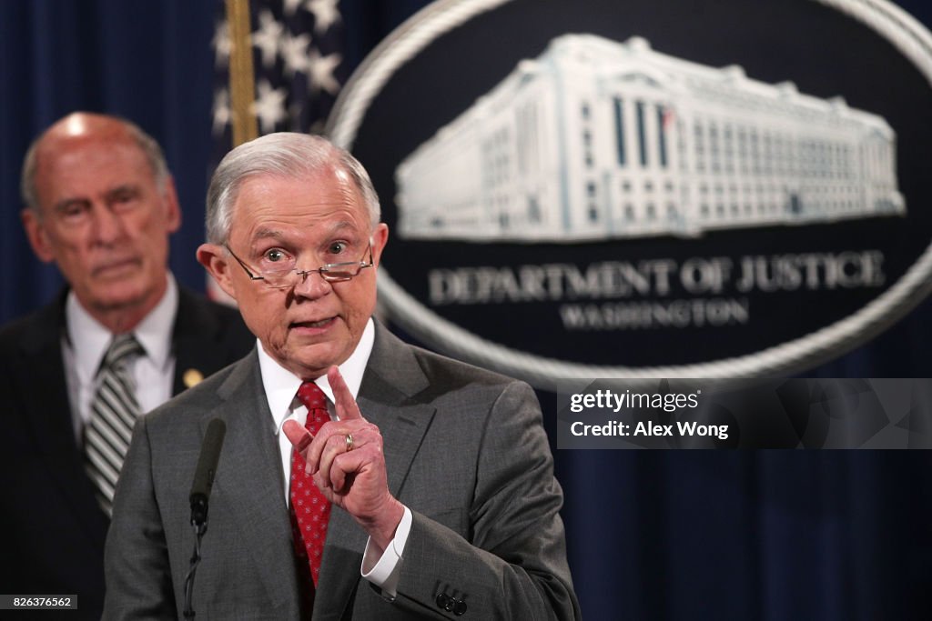 Attorney General Jeff Sessions And Intelligence Chiefs Hold Briefing On Classified Information Leaks
