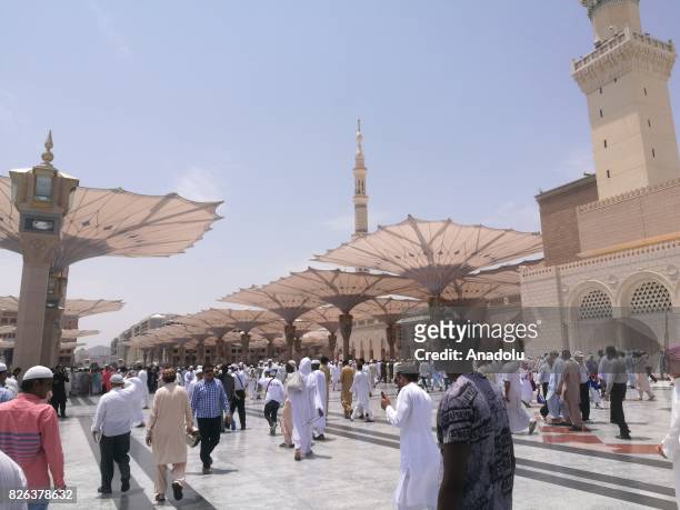 Muslim gather to perform Friday Prayer at Masjid al-Nabawi in Medina, Saudi Arabia on August 4, 2017.