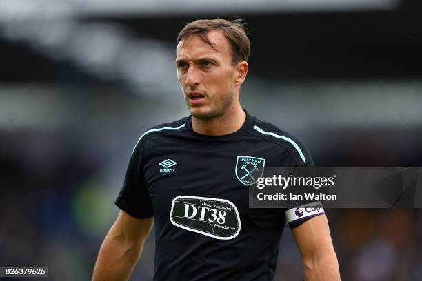 Mark Noble of West Ham United looks on during a Pre Season Friendly between Manchester City and West Ham United at the Laugardalsvollur stadium on...