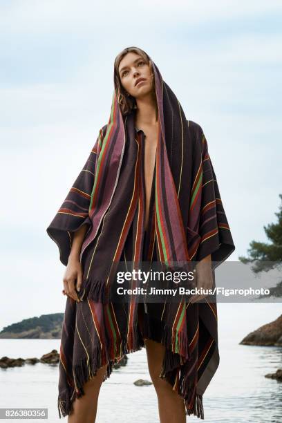 Model Arizona Muse poses for Madame Figaro on May 22, 2017 in La Ciotat, France. Cape , shorts . CREDIT MUST READ: Jimmy Backius/Figarophoto/Contour...