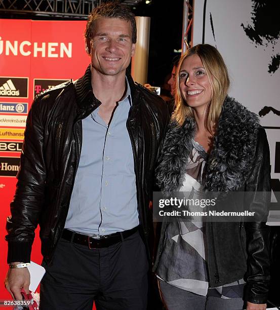 Jens Lehmann is seen with his wife Conny during the Oliver Kahn Farewell Gala at the German Theater tent on September 2, 2008 in Munich, Germany.