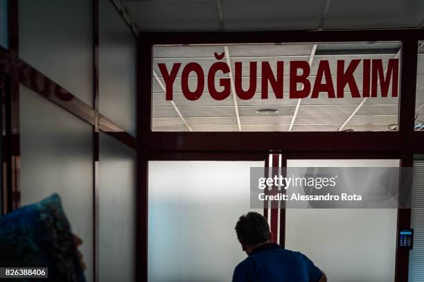 June 2015 - Diyarbakir, Turkey. Entrance of the intensive care where Mutlu Kaya is Hospitalized at the Diyarbak?r Gazi Ya?argil E?itim Ve Ara?t?rma...