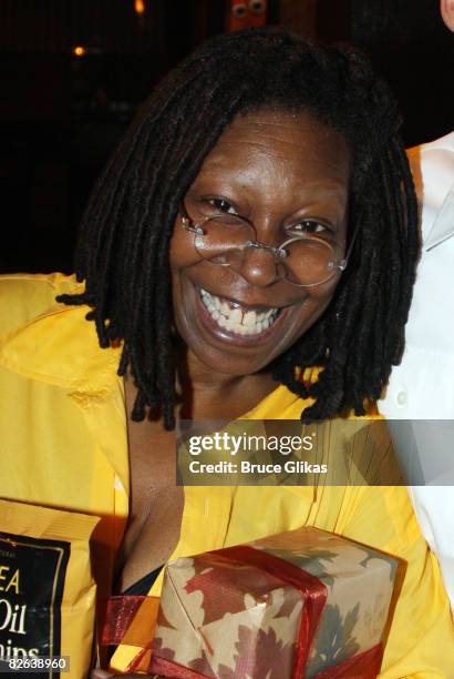 Whoopi Goldberg poses backstage at "Xanadu" on Broadway at the Helen Hayes Theatre on September 2, 2008 in New York City.
