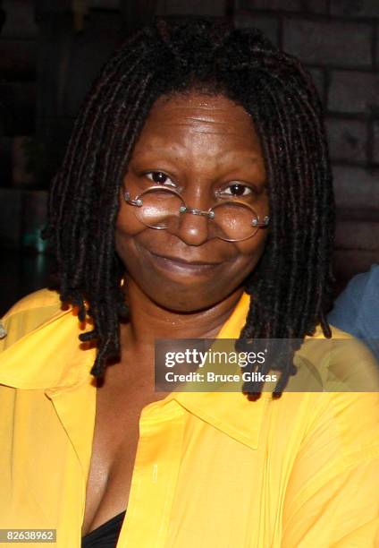 Whoopi Goldberg poses backstage at "Xanadu" on Broadway at the Helen Hayes Theatre on September 2, 2008 in New York City.