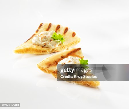 Baba Ghanoush on a Pita bread Baba Ghanoush on a Pita bread