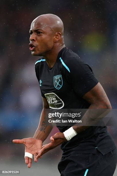 Andre Ayew of West Ham United reacts during a Pre Season Friendly between Manchester City and West Ham United at the Laugardalsvollur stadium on...