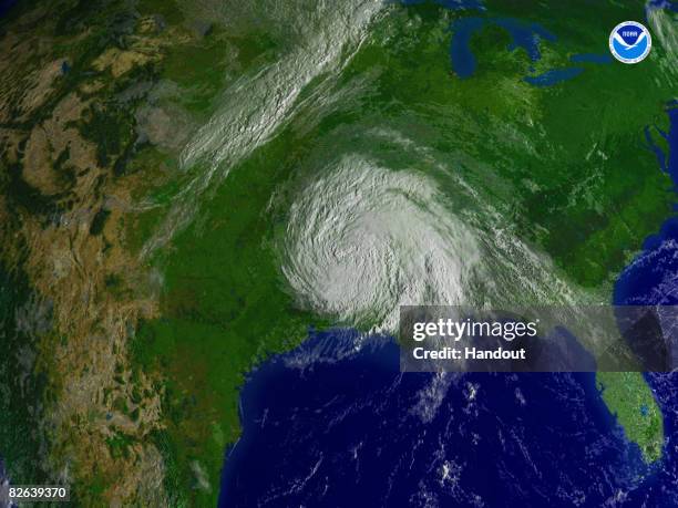 In this satellite image provided by the National Oceanic and Atmospheric Administration , tropical depression Gustav is seen over the United States...