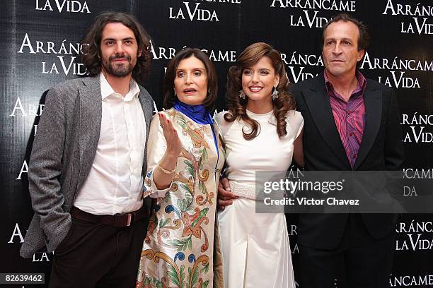 Actor Jose Maria de Tavira, writer Angeles Mastretta, actress Ana Claudia Talancon and actor Daniel Gimenez Cacho attend the premiere of "Arrancame...