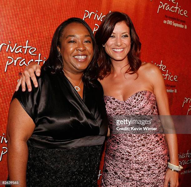 Creator/Exec. Prod. Shonda Rhimes and actress Kate Walsh pose at the ABC launch party for "Private Practice: The Complete First Season-Extended...