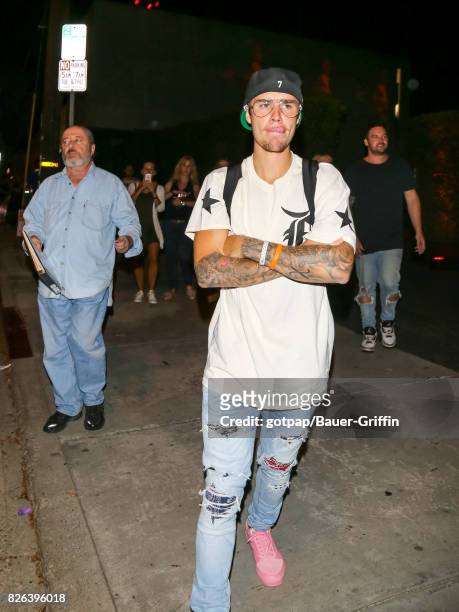 Justin Bieber is seen on August 03, 2017 in Los Angeles, California.