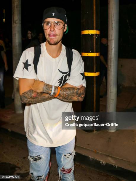 Justin Bieber is seen on August 03, 2017 in Los Angeles, California.