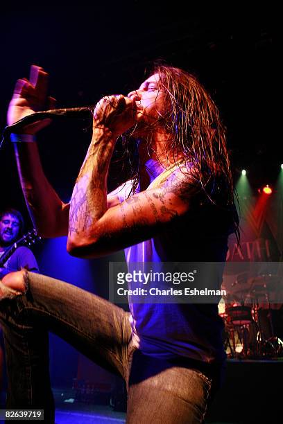 Underoath's Spencer Chamberlain performs at The Fillmore at Irving Plaza on September 2, 2008 in New York City.