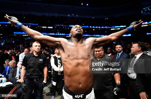 Jon Jones prepares to enter the Octagon prior to facing Daniel Cormier in their UFC light heavyweight championship bout during the UFC 214 event...