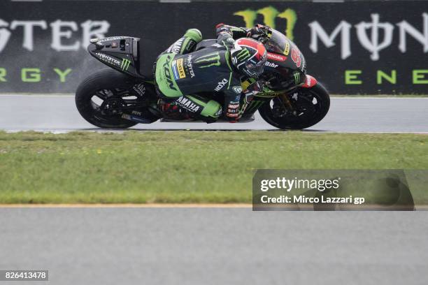 Jonas Folger of Germany and Monster Yamaha Tech 3 rounds the bend during the MotoGp of Czech Republic - Free Practice at Brno Circuit on August 4,...