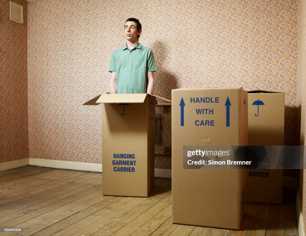 Man standing in box